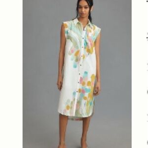 Maeve White Cream Sheath Midi Dress Sleeveless Collar